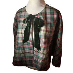 Plaid Bow Tie Blouse
